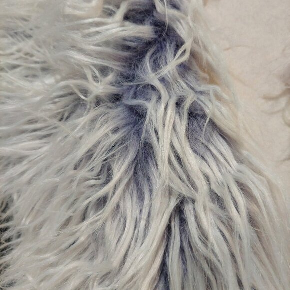 💋GORG!💋LIMITED EDITION FAUX MONGOLIAN FUR COLLAR GLITTERY DENIM AFGHAN COAT - Picture 7 of 16